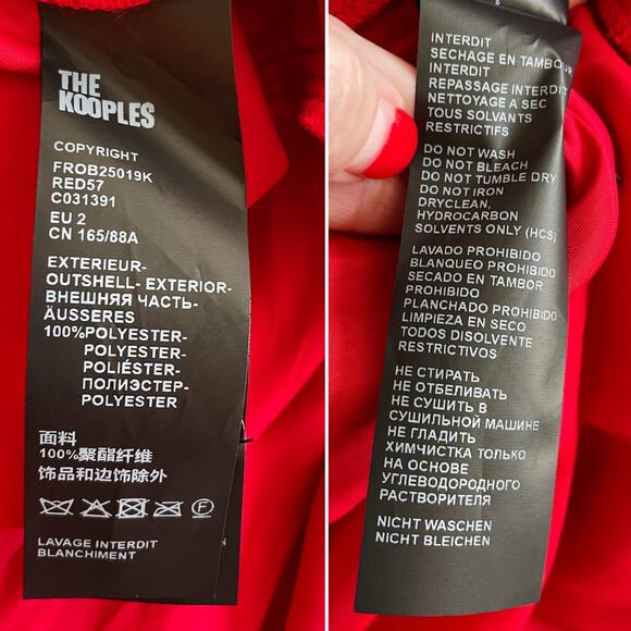 The Kooples “Short red dress” pleated ruffle satin mini dress medium size M - Picture 11 of 12